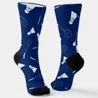 Badminton Player Shuttlecocks and Rackets Pattern Socks