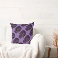 Filigree Skull in Shades of Purple Throw Pillow