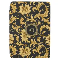 Monogram Black Gold Classy Elegant Pattern iPad Air Cover