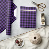 Medium Purple and Black Buffalo Plaid Wrapping Paper