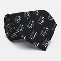 Elegant Black Custom Logo Pattern Business Promo Neck Tie