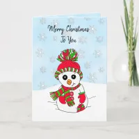 Personalized Merry Christmas  Snowman Card