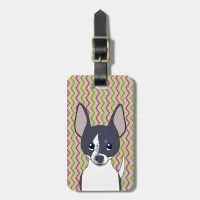 Black and White Chihuahua Pink Green Gold Chevron Luggage Tag