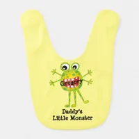 Cute Green Cartoon Monster Funny Fun Baby Bib