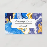 Blue and Gold Marble Swirls Business Card