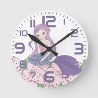 Mermaid on Flower Round Clock