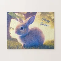 Cute Easter bunny, Happy Easter - personalizable  Jigsaw Puzzle