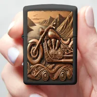 Scenic Leather-Style Motorcycle Art Zippo Lighter