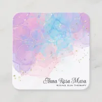 *~* Abstract Ethereal AP46 Magical Glitter QR Logo Square Business Card