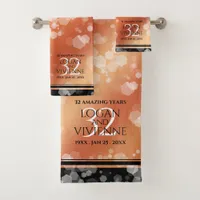 Elegant 32nd Bronze Wedding Anniversary Bath Towel Set