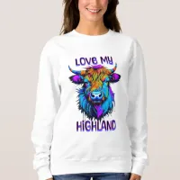 Love my Highland Cows Cyberpunk Style Art Sweatshirt