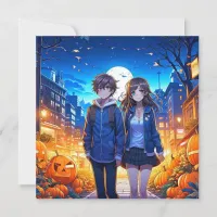 Happy Halloween | Anime Couple Holding Hands Card