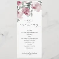 Dusty Rose Wedding Mauve Watercolor Program