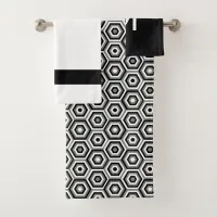 Bold Black and White with Optional Monogram Bath Bath Towel Set