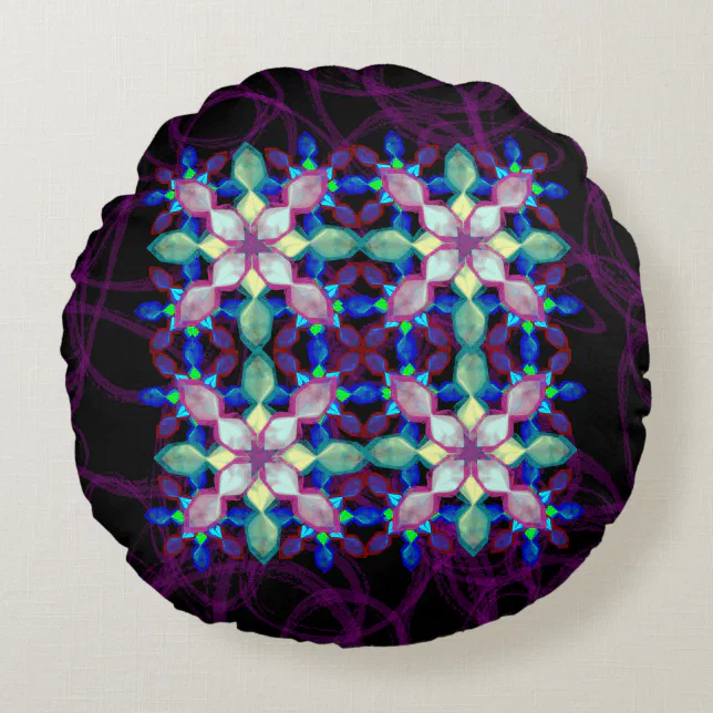 Colorful Destroyed Pink Pattern Round Pillow