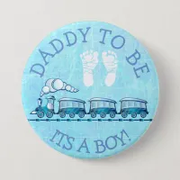 Daddy to be, Blue Train Baby Shower Button