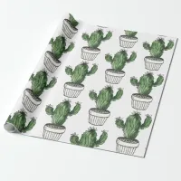 Potted Succulent Cactus Houseplant Wrapping Paper