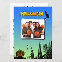 Halloween Dusk Witch Pumpkin Custom Photo Party Invitation