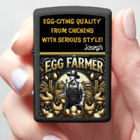 Dedicated Egg Farmer Tending to His Flock at Dawn Zippo Lighter