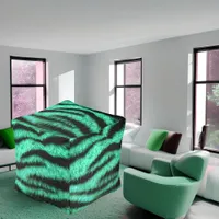 Green neon tiger stripes pouf