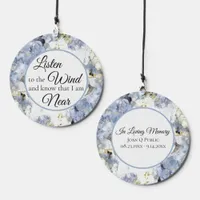 Blue Hydrangea Flower Watercolor Memorial Keepsake Wind Chime