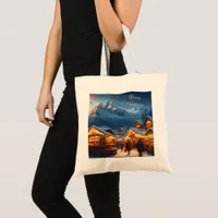 Christmas market in the mountains - custom tote bag