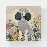 Poodle in Whimsical Flowers  Paperweight