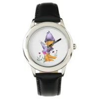 Cute and Shy Purple Cartoon Duck Watch