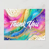 Rainbow Alcohol Ink Birthday Thank You Postcard