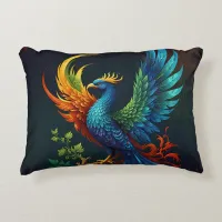 Colourful Feathered Phoenix Bird Pattern  Accent Pillow