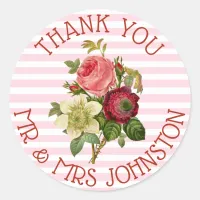 Thank You Stickers Wedding Bouquet Burgundy Roses