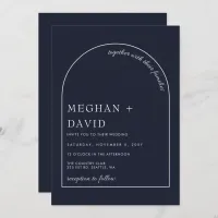 Rustic Boho Rustic Navy Modern Arch Wedding Invitation