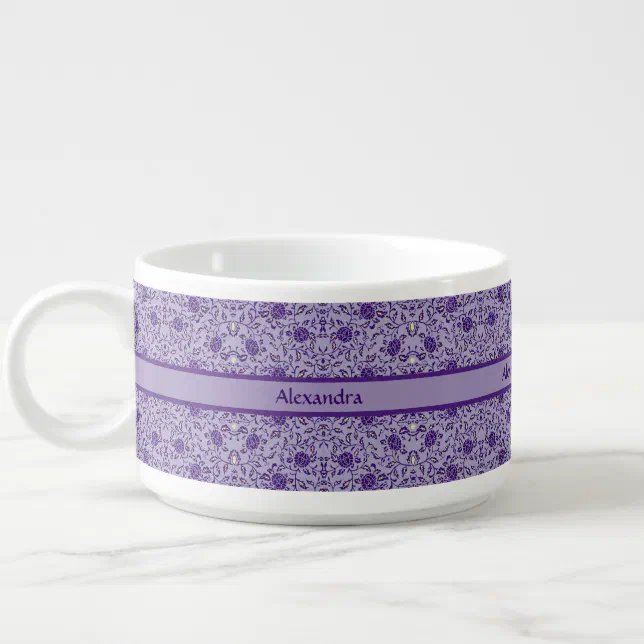 Elegant Flowery Purple Damask Bowl