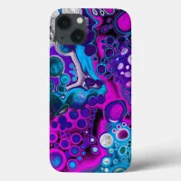 Purple, Blue Modern Abstract Fluid Art Marble Cell iPhone 13 Case