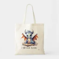 *~* Powder Blue DRAGON READING devour BOOKS AP88 Tote Bag