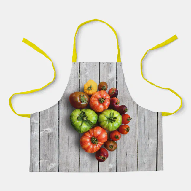 Colorful Striped Tomatoes on Weathered Table Apron