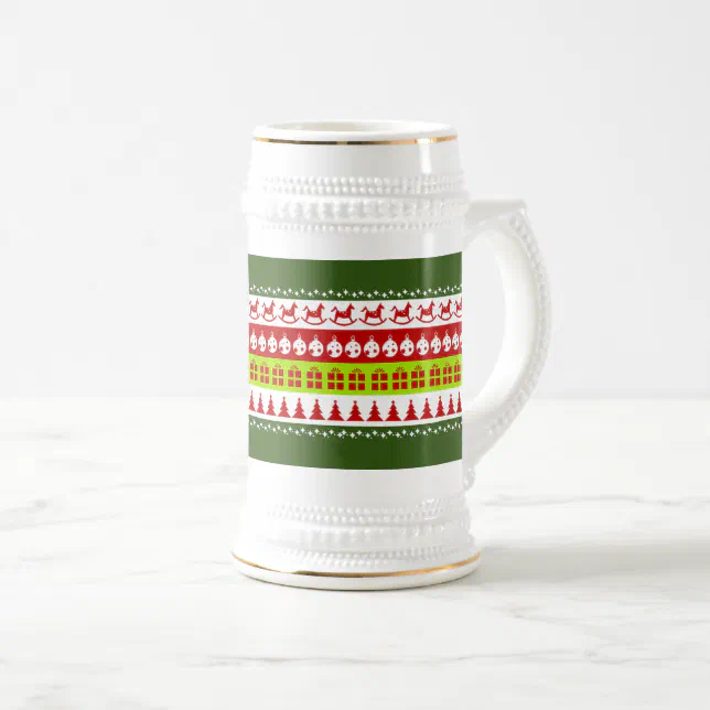 Red Green Ugly Christmas Sweater Festive Clipart Beer Stein