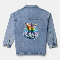 Vibrant polar bear Perched on mountain with girls Denim Jacket