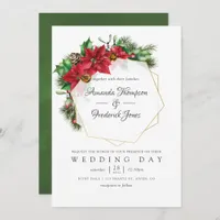 Watercolor Floral Christmas Geometric Wedding Invitation