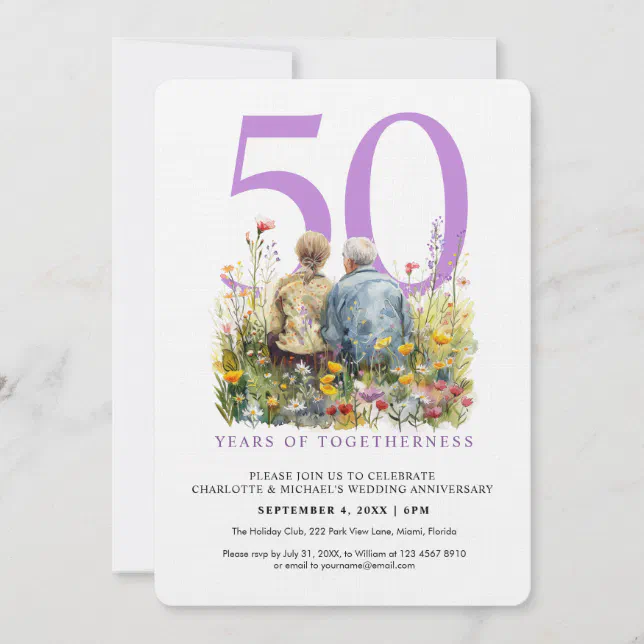 Watercolor Couple Love Romance Wedding Anniversary Invitation