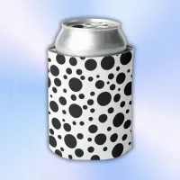 Black Polka Dots on White | Can Cooler