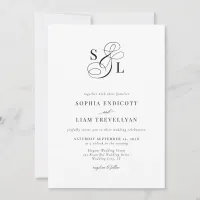 Elegant Calligraphy Ampersand Monogram Wedding Invitation