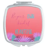 Pastel Stylish Exotic Tropical Plants Quote Compact Mirror