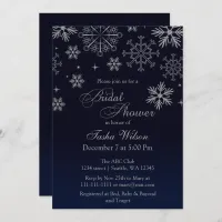 Navy Silver Glitter Winter Bridal Shower Invite