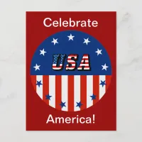 USA - American Flag and Stars in Circle, ZSSG Postcard