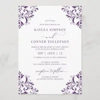 Elegant Wedding Vintage Plum / Purple Calligraphy Invitation