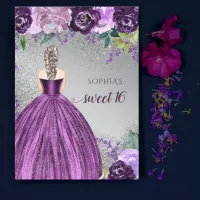 Budget Glitter Purple Dress Sweet 16 Invitation