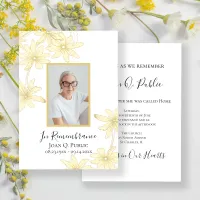 Pale Yellow Daisy Flowers Death Anniversary Invitation