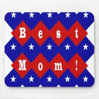 Best Mom in Patriotic Diamond Shape Mouse Pad