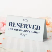 Navy Flourish Reserved Table Tent Sign